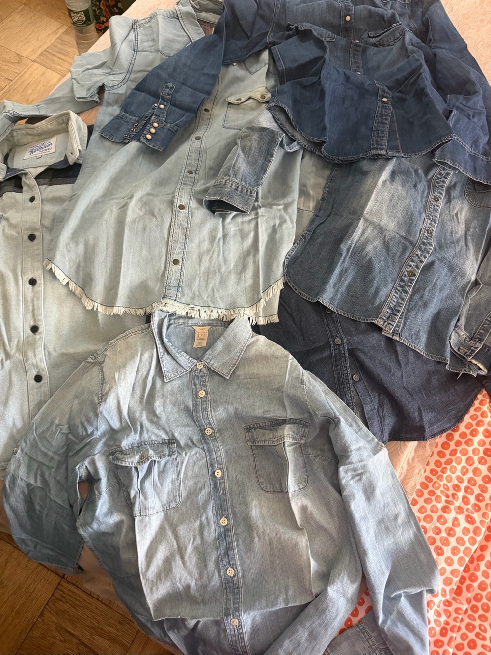 Light Blue Denim Button-Up Shirt- BULK